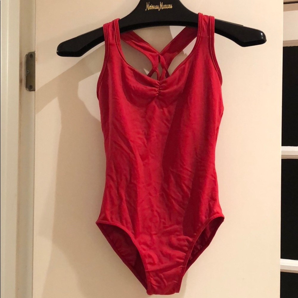 Red leotard.